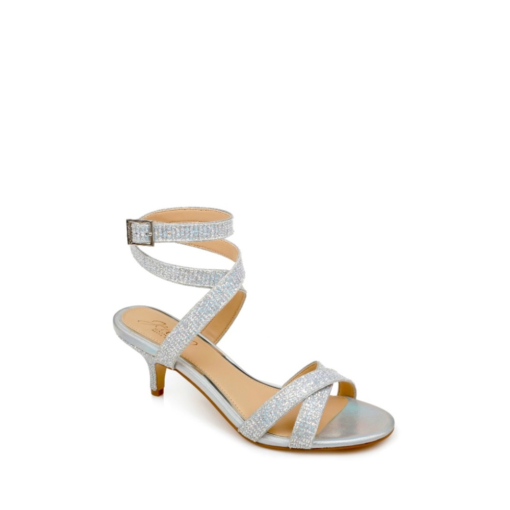 NEVER BEEN WORN Jewel Badgley Mischka Newton Ankle Strap Kitten Heel
